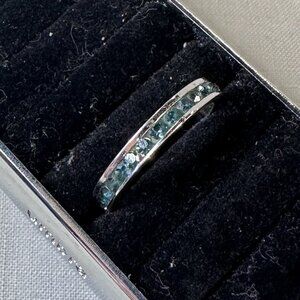 ESPO Sterling Plated Channel Ring with Blue Stones